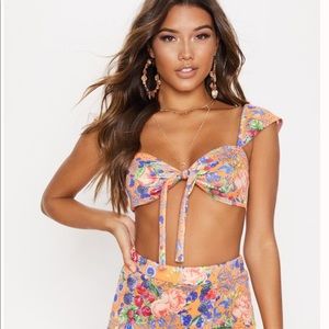 Orange floral two piece set